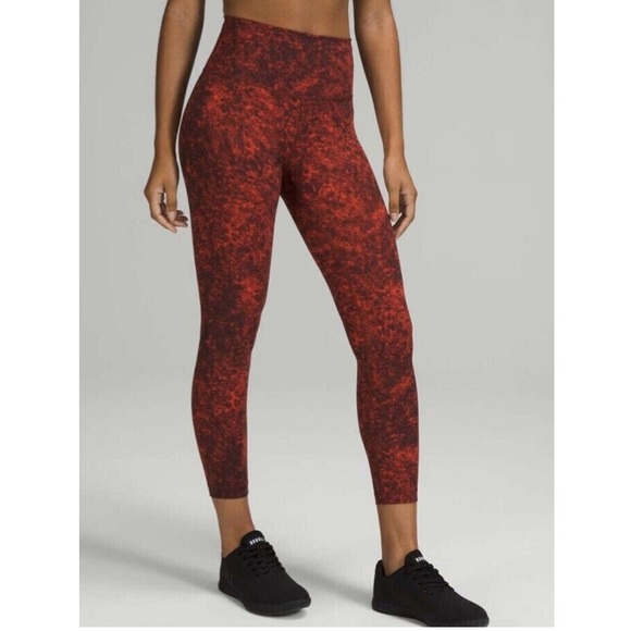 Lululemon wunder train high rise Women's Red/ black Leggings size 14 - Picture 1 of 10